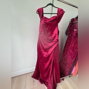 Red satin corset gown. Never worn. Original tags on